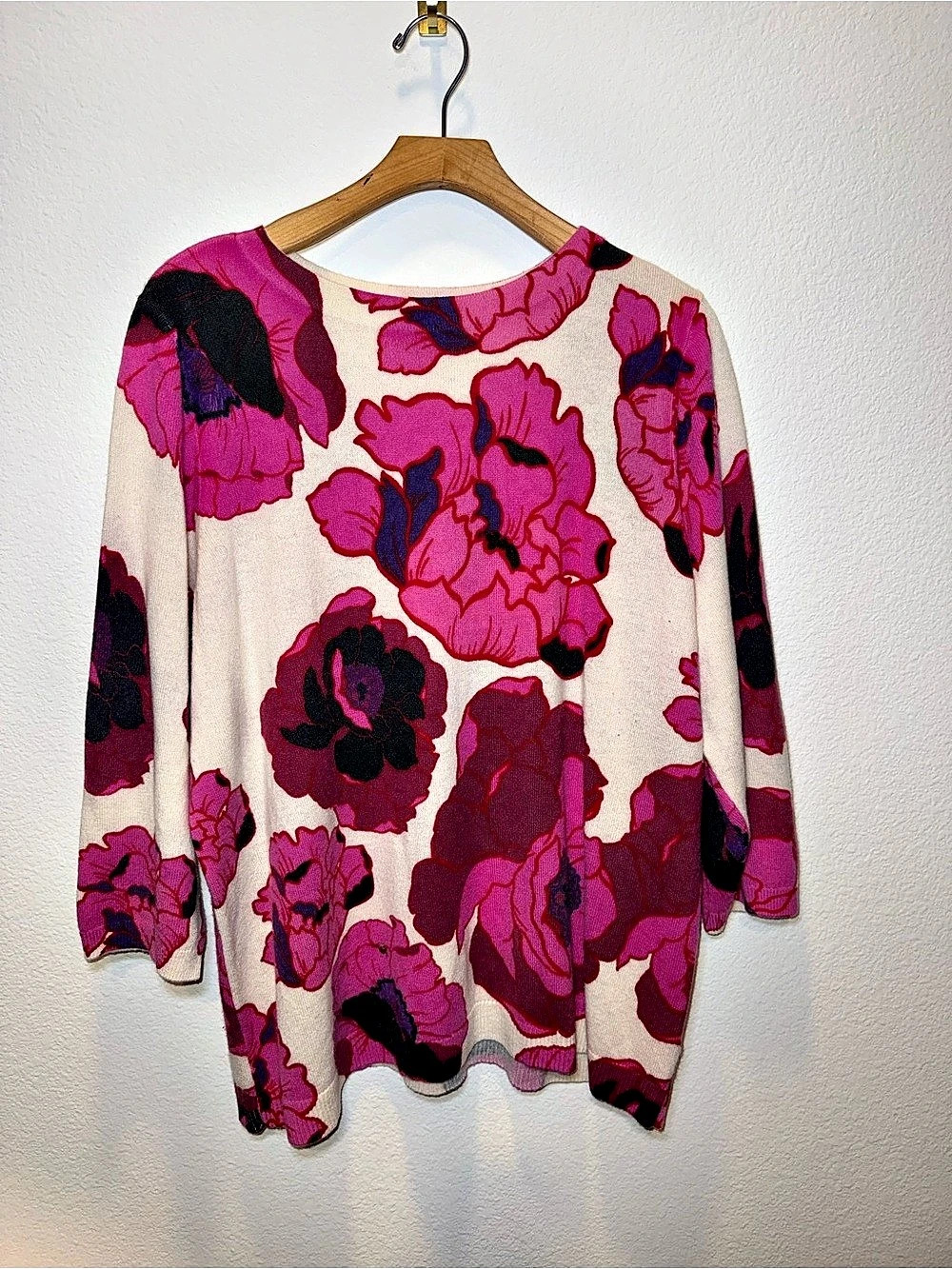 Talbots Plus 100% Cashmere Floral Sweater